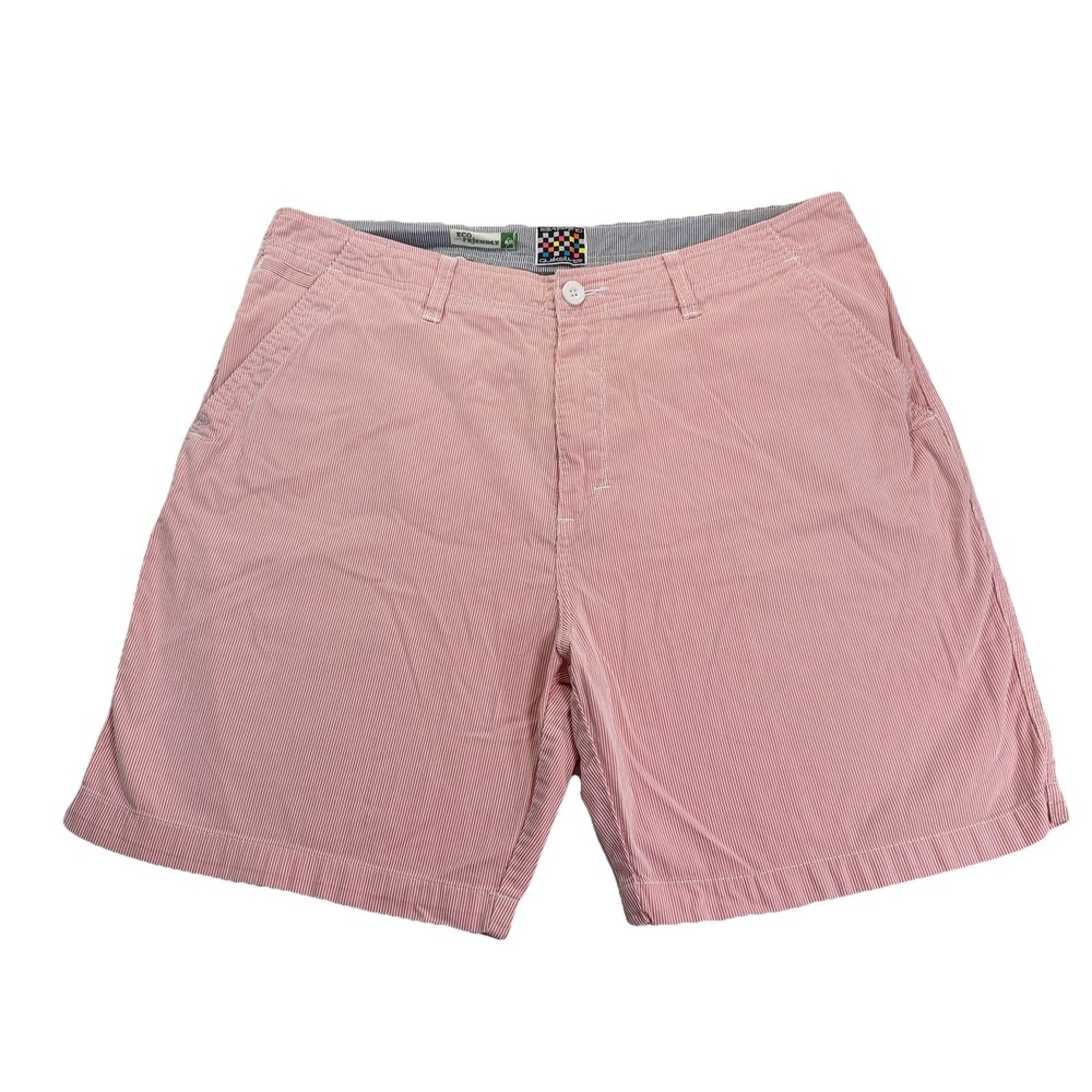 Quiksilver Retro War Paint Logo Coral Pin Stripe Eco Friendly Organic Cotton 38